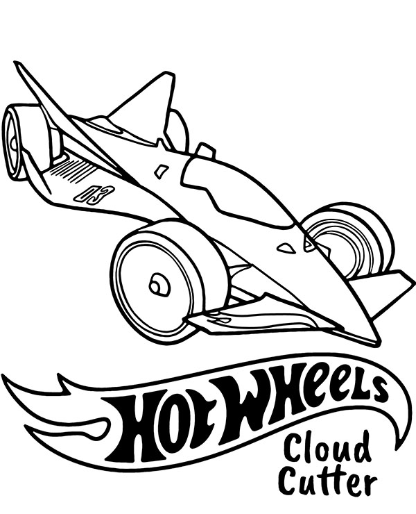 Cloud Cuter hat oben ein Tampo von Team Hot Wheels Coloring Page