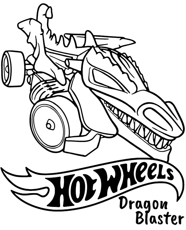 Dragon Blaster Hot Wheels a une tête de dragon devant de Hot Wheels
