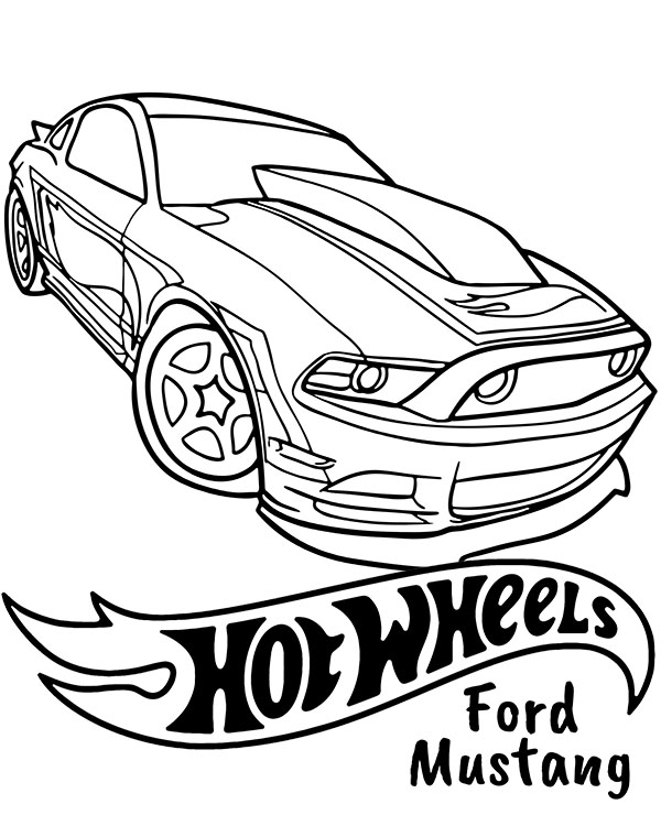 Hot Wheels Ford Mustang racing car Coloring Pages