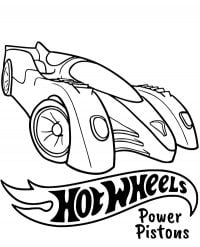 Power Pistons with an aircraft canopy opened in Hot Wheels Coloring Page
