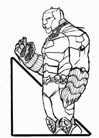 Black Panther wears Wolverine gloves Coloring Page