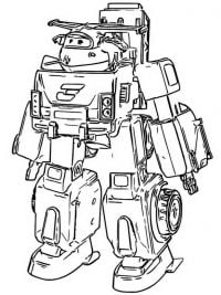 Large transforming robot suit of Jett from Super Wings Coloring Pages
