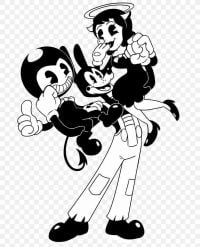 Boris the Wolf lifted Bendy and Alice the Angel Coloring Pages