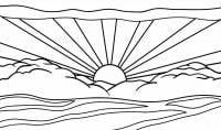 The sun is setting behind the clouds Coloring Pages