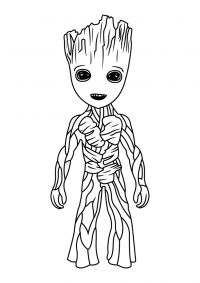 Baby Groot fight to Thanos from Avengers Infinity War Coloring Page