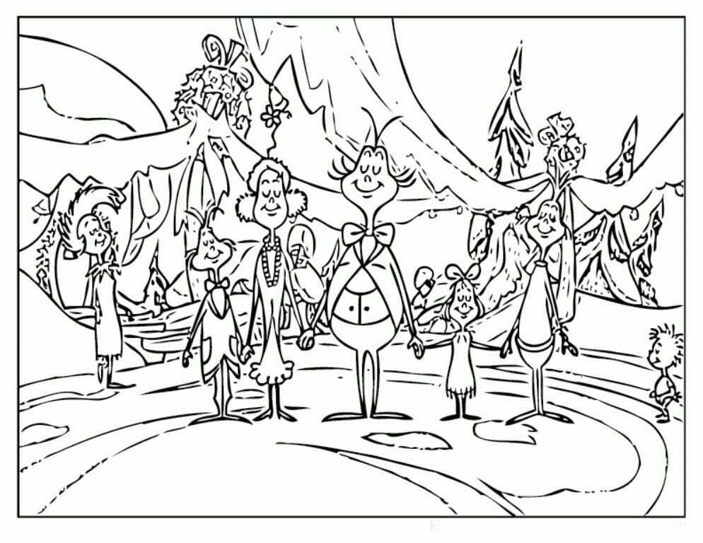 Residents Of Whoville Prays For Christmas Coloring Pages