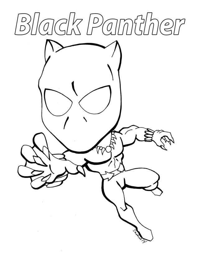 Chibi Black Panther catches something Coloring Pages