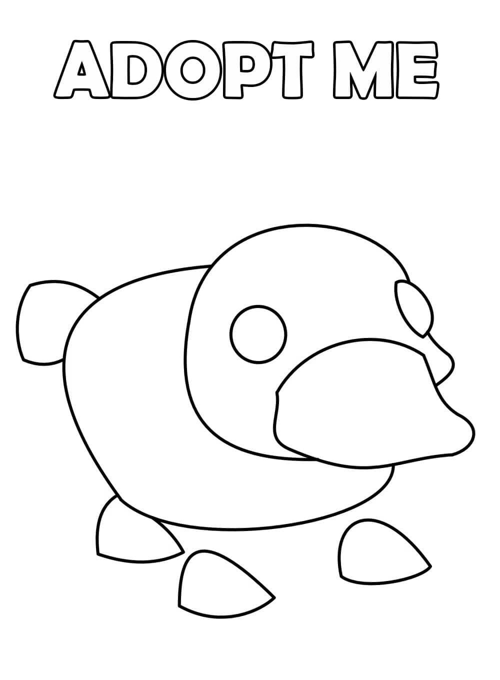 The Platypus In Adopt Me Has Floppy Feet And A Flat, Wide Tail Coloring Pages