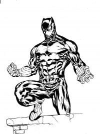 Desenho de Pantera Negra em pé no tijolo para colorir