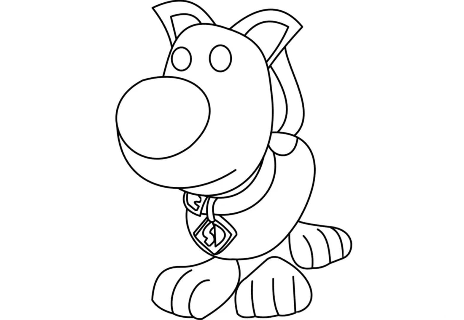 Adopt me Scooby-doo has a long tail pointing upwards Coloring Page