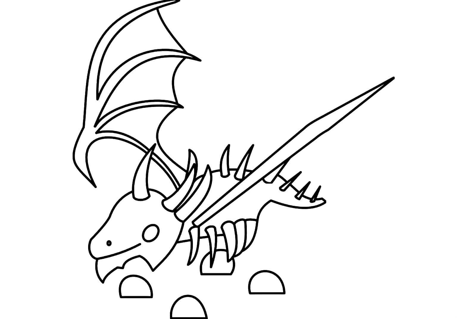 Adopt me Shadow Dragon has a partially exposed rib cage Coloring Pages
