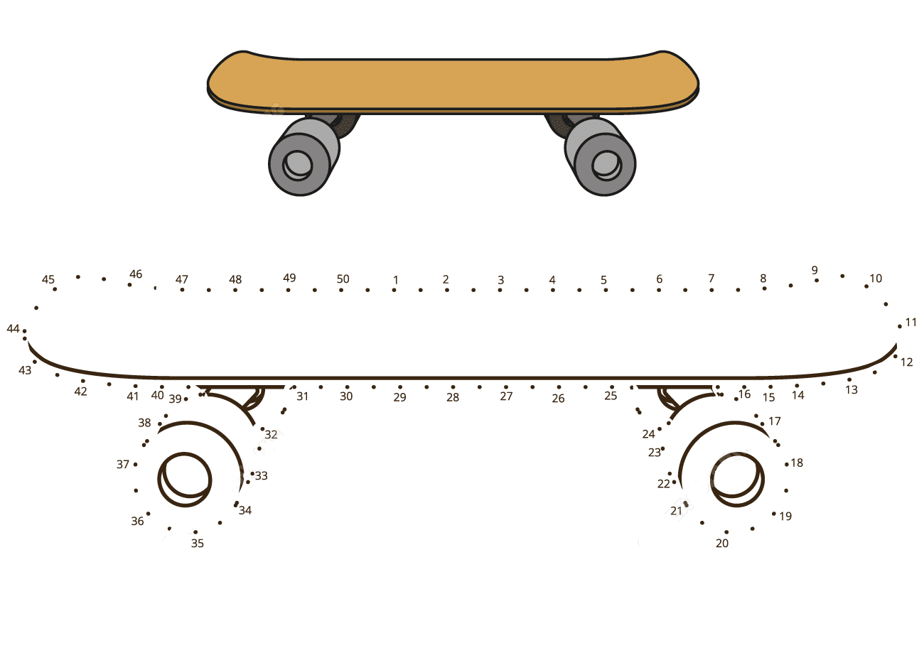 Desenho conecte os pontos Skate de Conecte os pontos