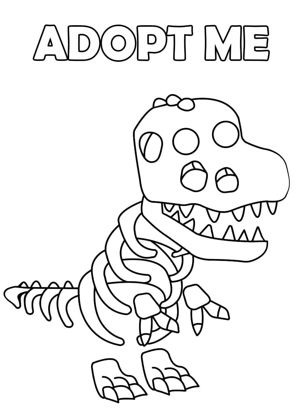 Bony figure of Skele-Rex from Adopt me Coloring Pages