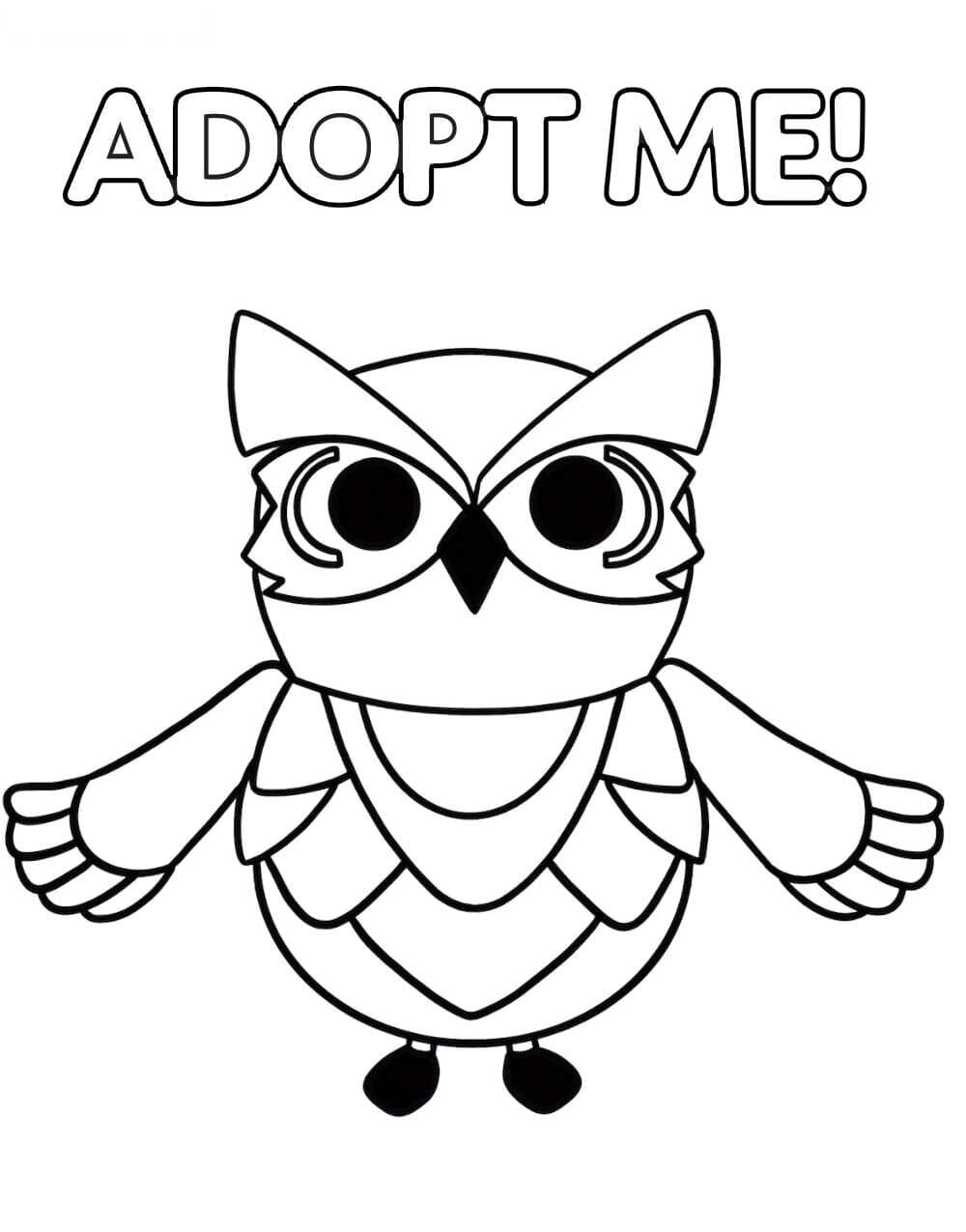 Adopt me Snow Owl has big, round and black eyes Coloring Pages