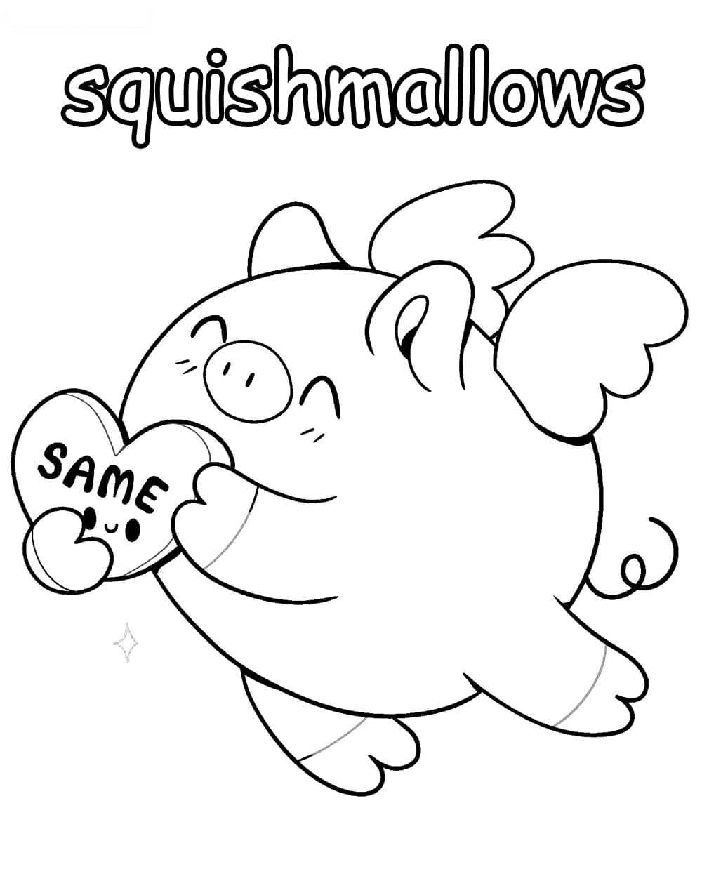 Squishmallow Willow the Pegasus flies to the sky Coloring Pages