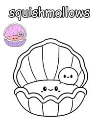 Pagina da colorare di Squishmallow Perla nella conchiglia