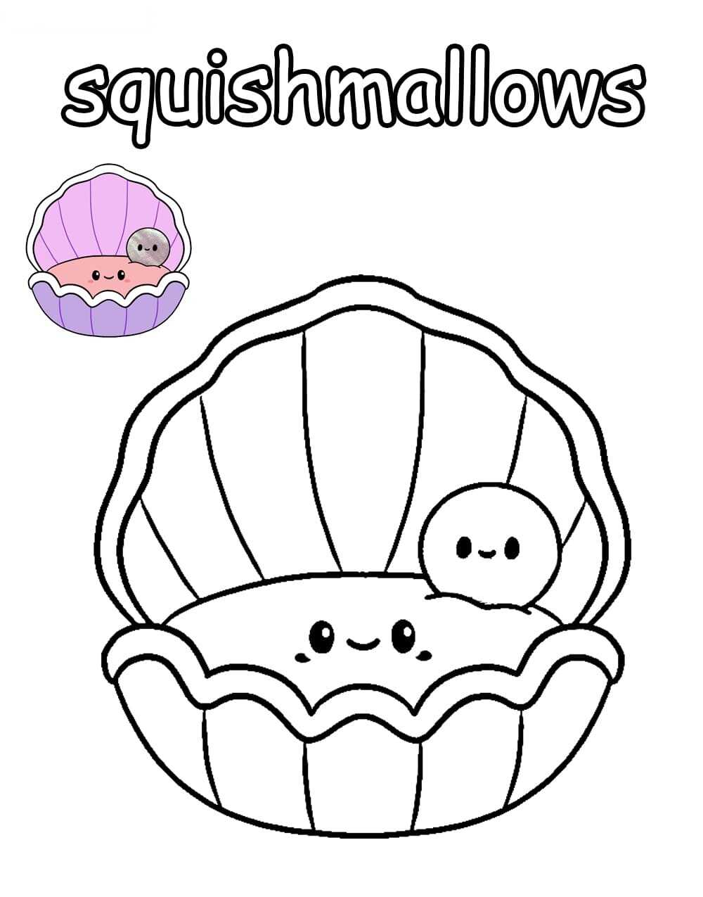 Squishmallow Pearl In The Shell Coloring Pages