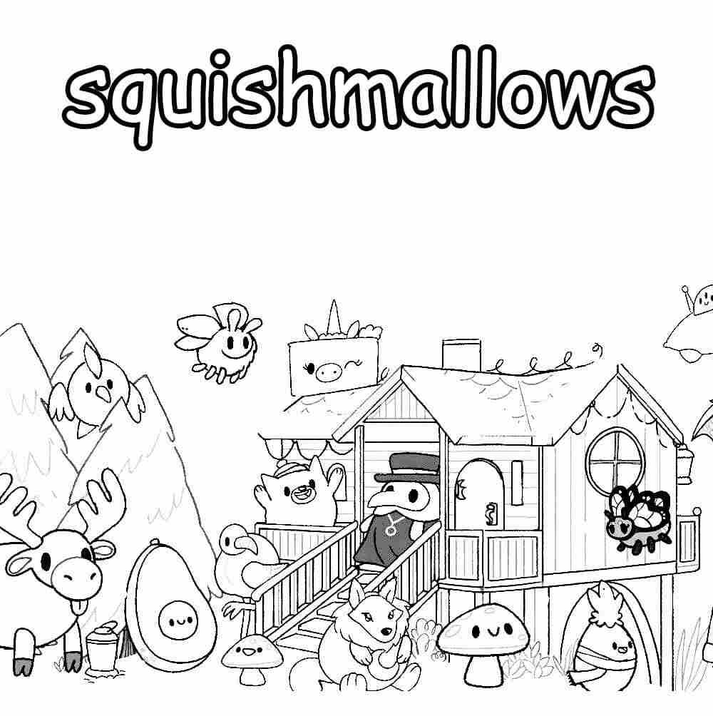 Squishmallow animals in the party Coloring Pages