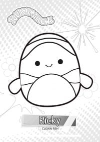 Desenho para colorir de Ricky, o peixe-palhaço legal de Squishmallow
