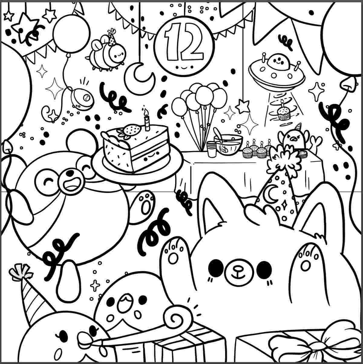 12th Birthday Party for Squishmallow Coloring Pages