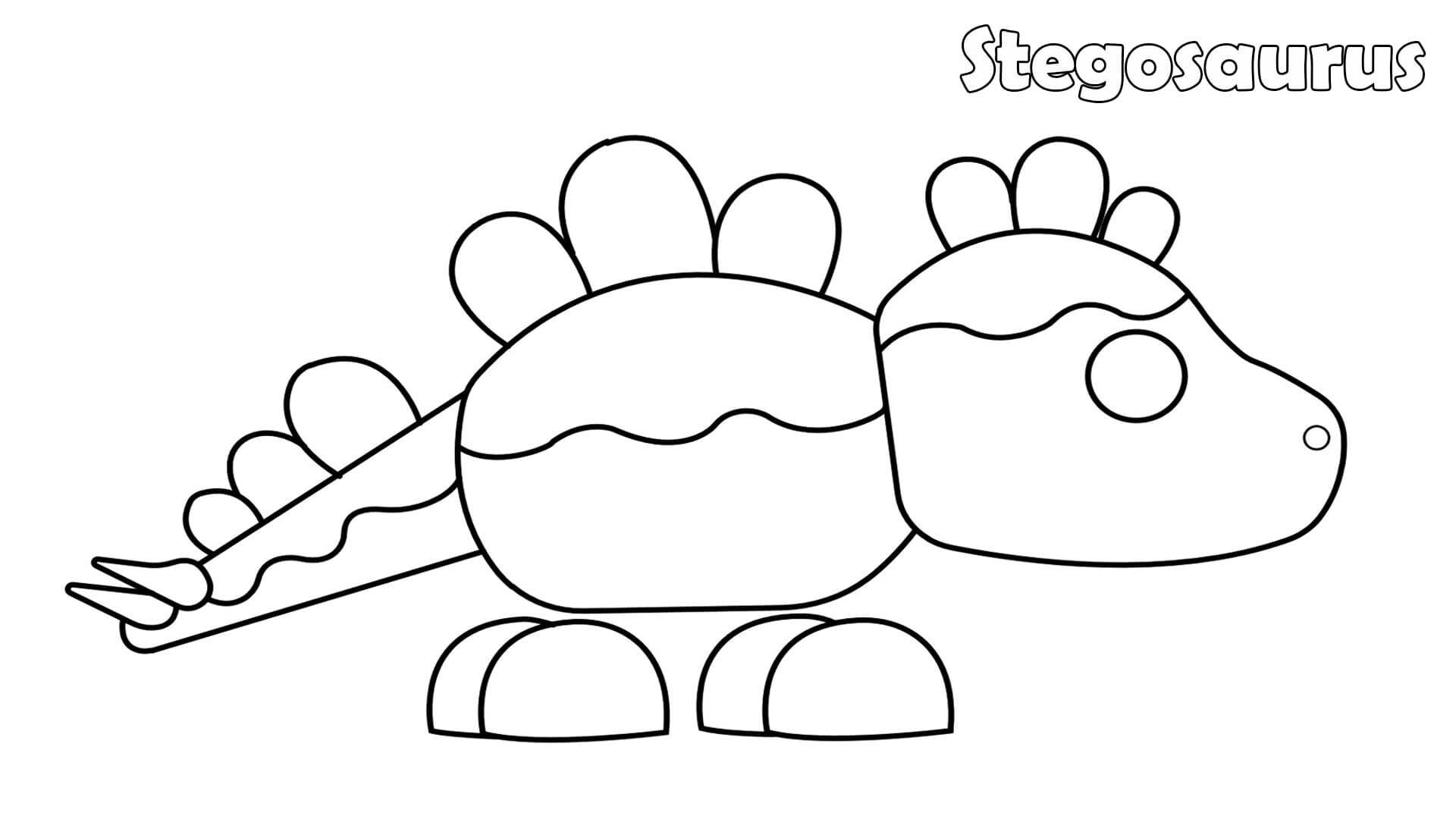 De Stegosaurus heeft afgeronde platen langs zijn kop, rug en punten op zijn staart in Adopt me van Adopt me