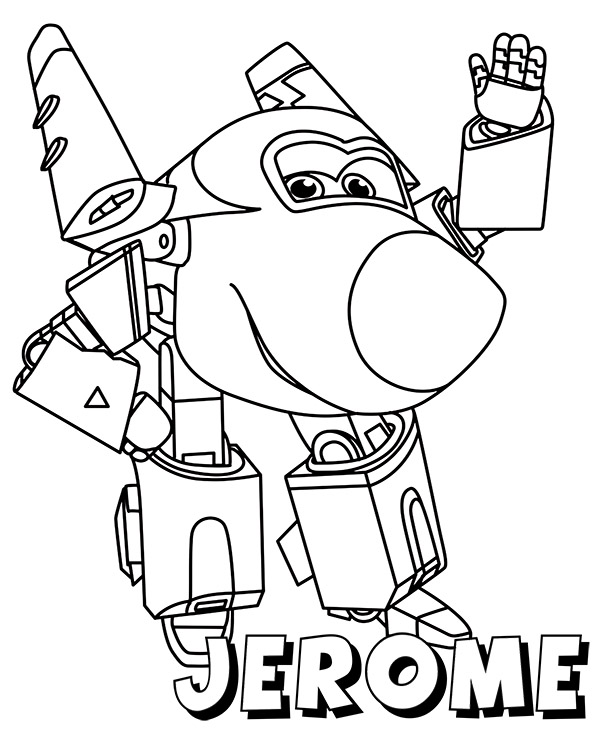 Jerome from Super Wings after transforming robot Coloring Pages