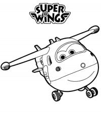 Jett in Super Wings has a stylized wing symbol on each of his sides Coloring Page