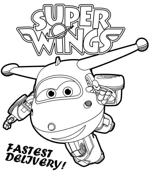 Jett from Super Wings known as the fastest delivery Coloring Pages