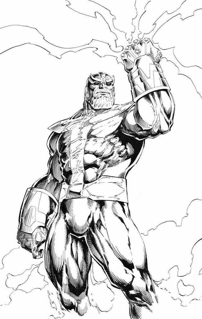 Warrior Thanos from Titan in the Avengers absorbs cominic energy Coloring Page