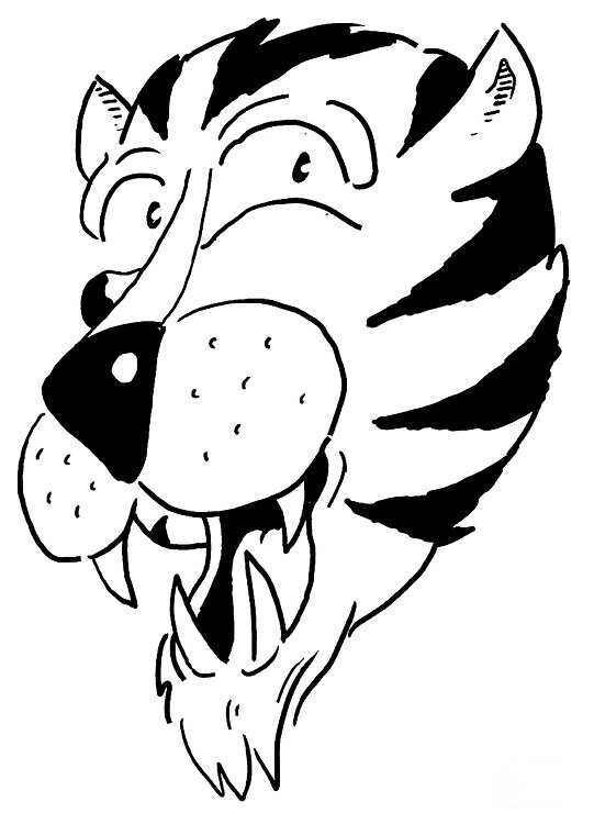 Смешная голова тигра с черными полосками от Tiger