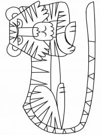 Angry tiger-shape for kid to draw Coloring Page