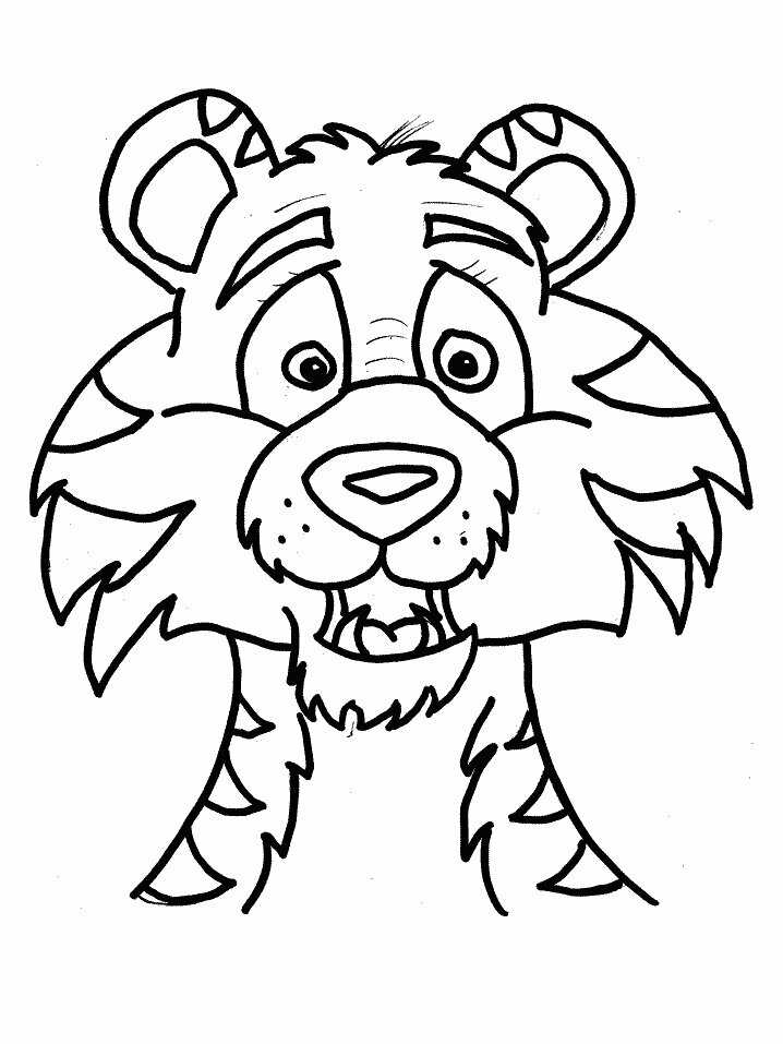 Surprising tiger head from cartoon Coloring Page
