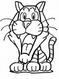 Funny cartoon tiger is opening its mouth Coloring Page