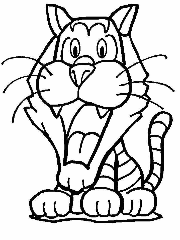 El tigre de divertidos dibujos animados está abriendo la boca del tigre.