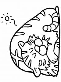 Tiger sleeps in the sunshine Coloring Page