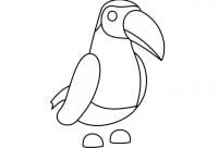 El tucán de Adopt me presenta un pájaro con una cara de vientre bajo y ojos pequeños y brillantes Página para colorear