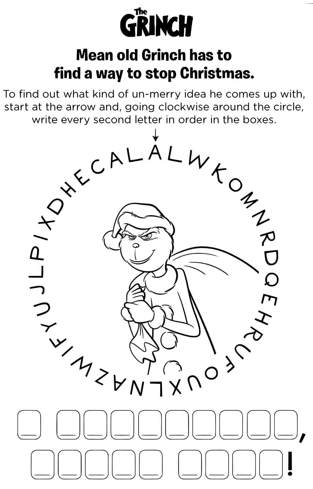 The Grinch Crossword Puzzle For Preschoolers Coloring Pages