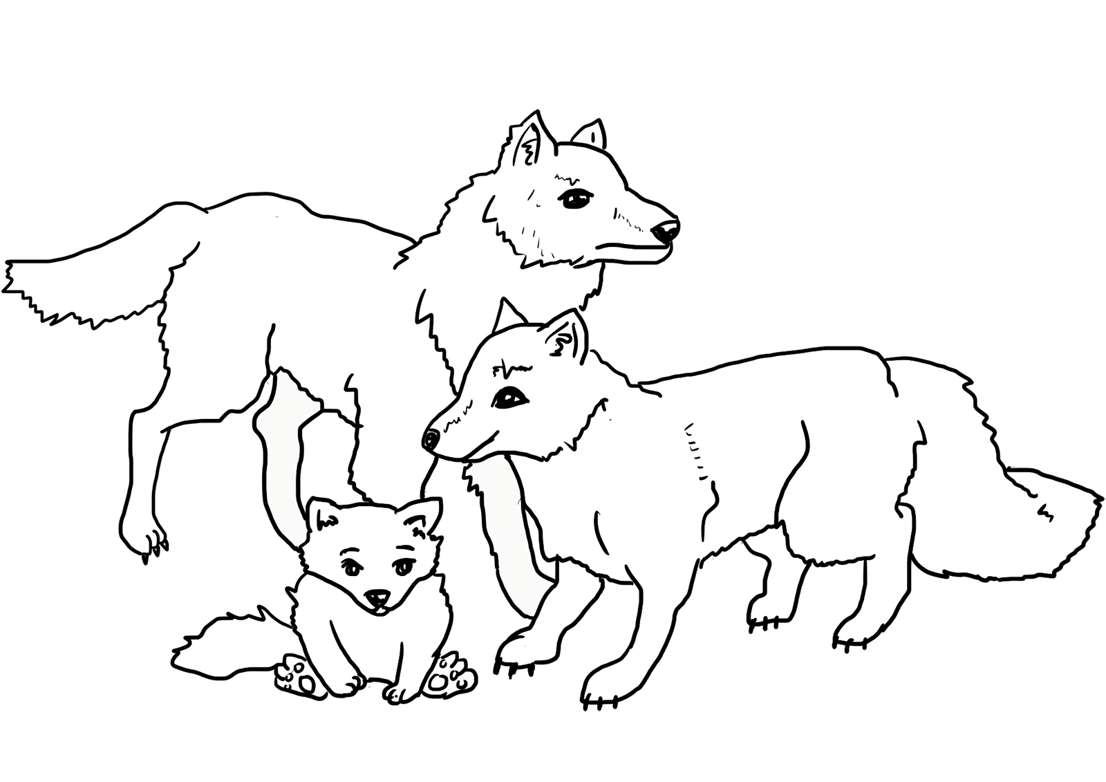 Beautiful Wolves Family Coloring Pages