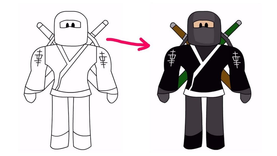 Draw Roblox Ninja with sample Coloring Page