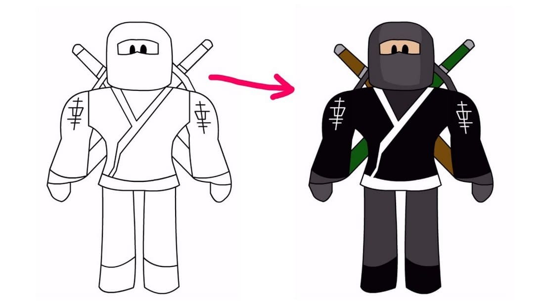 Dibuja Roblox Ninja con muestra de Roblox