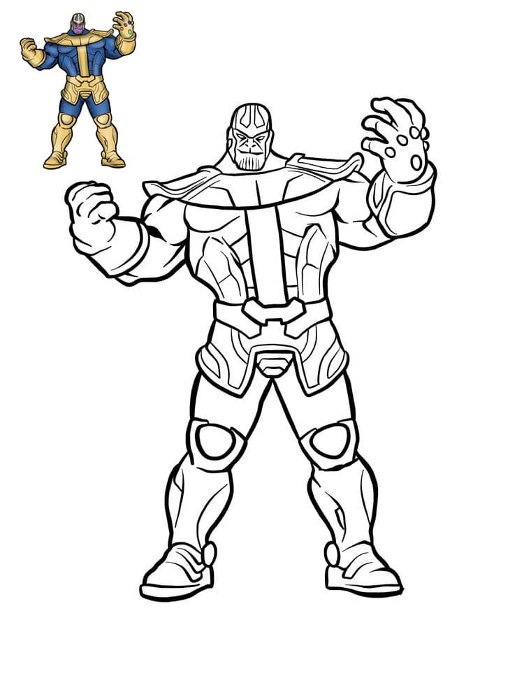 Раскрась Таноса из Мстителей с помощью образца раскраски
