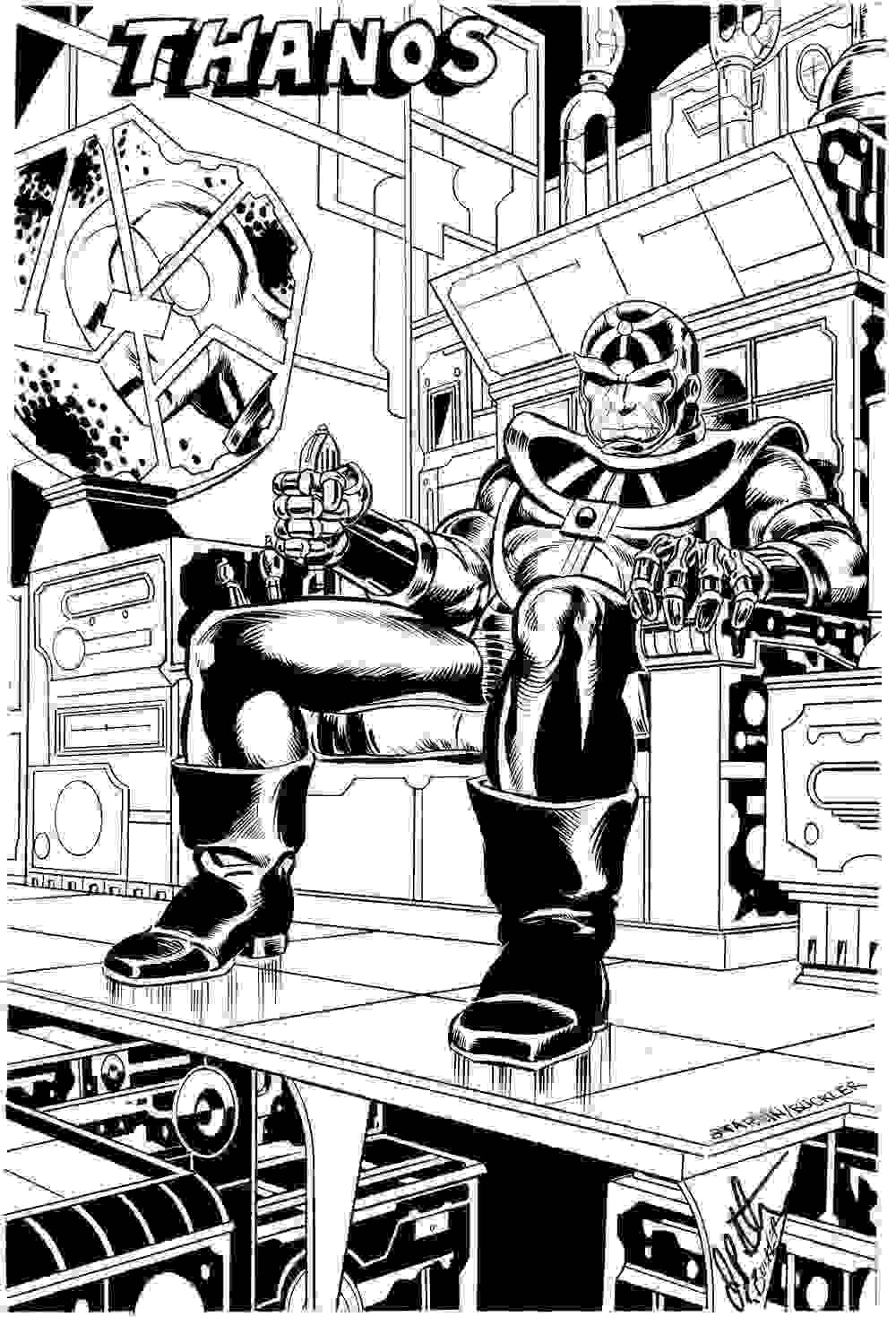 Thanos activated his machine in the Avengers Coloring Page