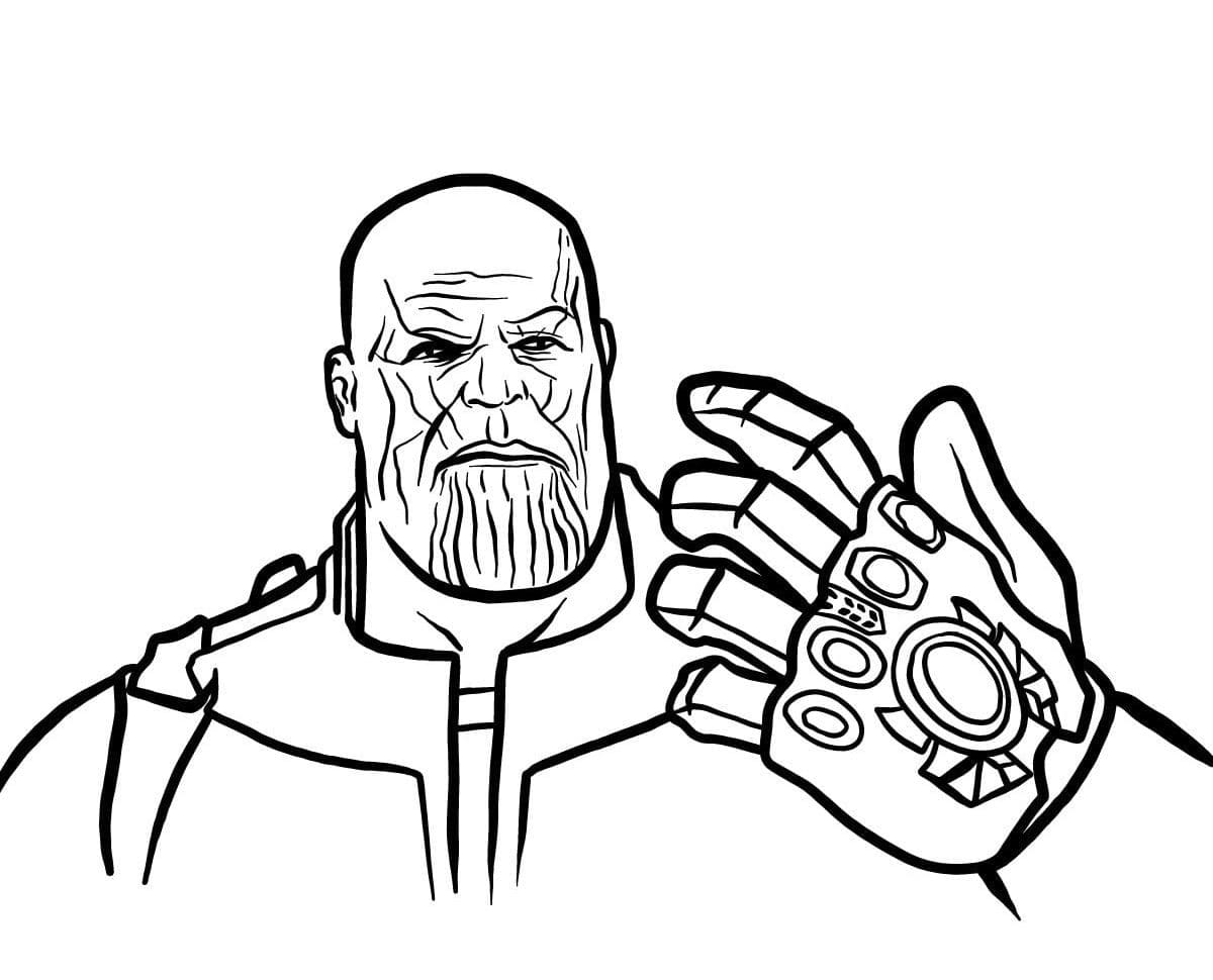 The Avengers Endgame Thanos has six Infinity stones on the Infinity Gauntlet Coloring Page