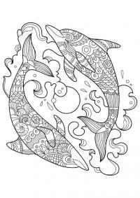 Mandala dolphins for children Coloring Page