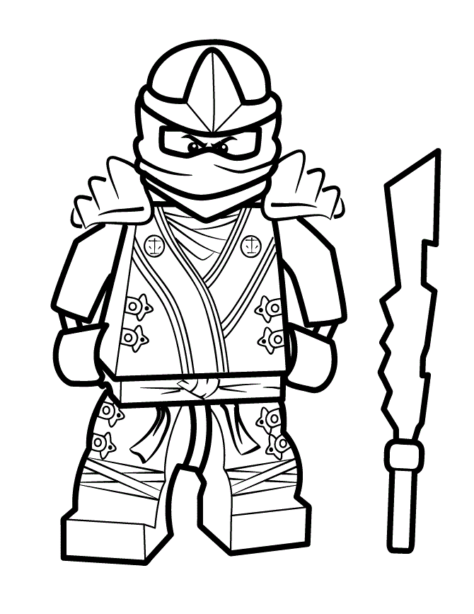 Desenho de Ninjago Evil Ninja com sua lâmina de elemento