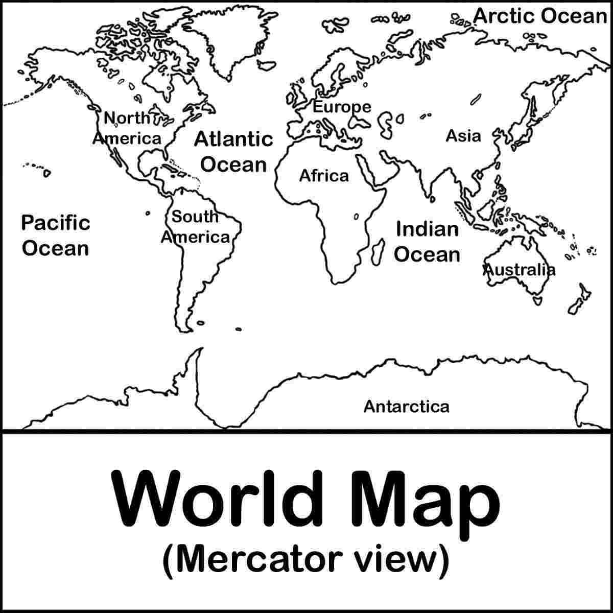 Projection Mercator du monde Coloriage
