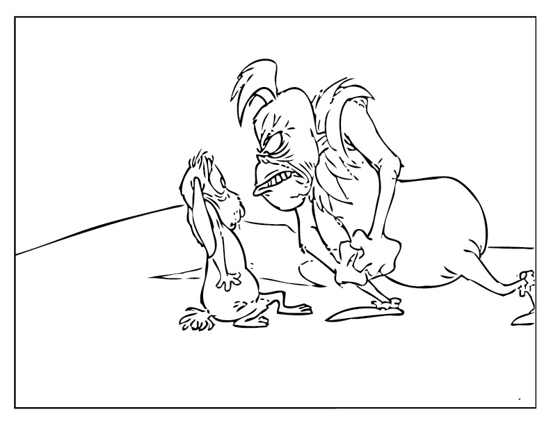 Grinch terrified his dog Max Coloring Pages - Christmas Coloring Pages