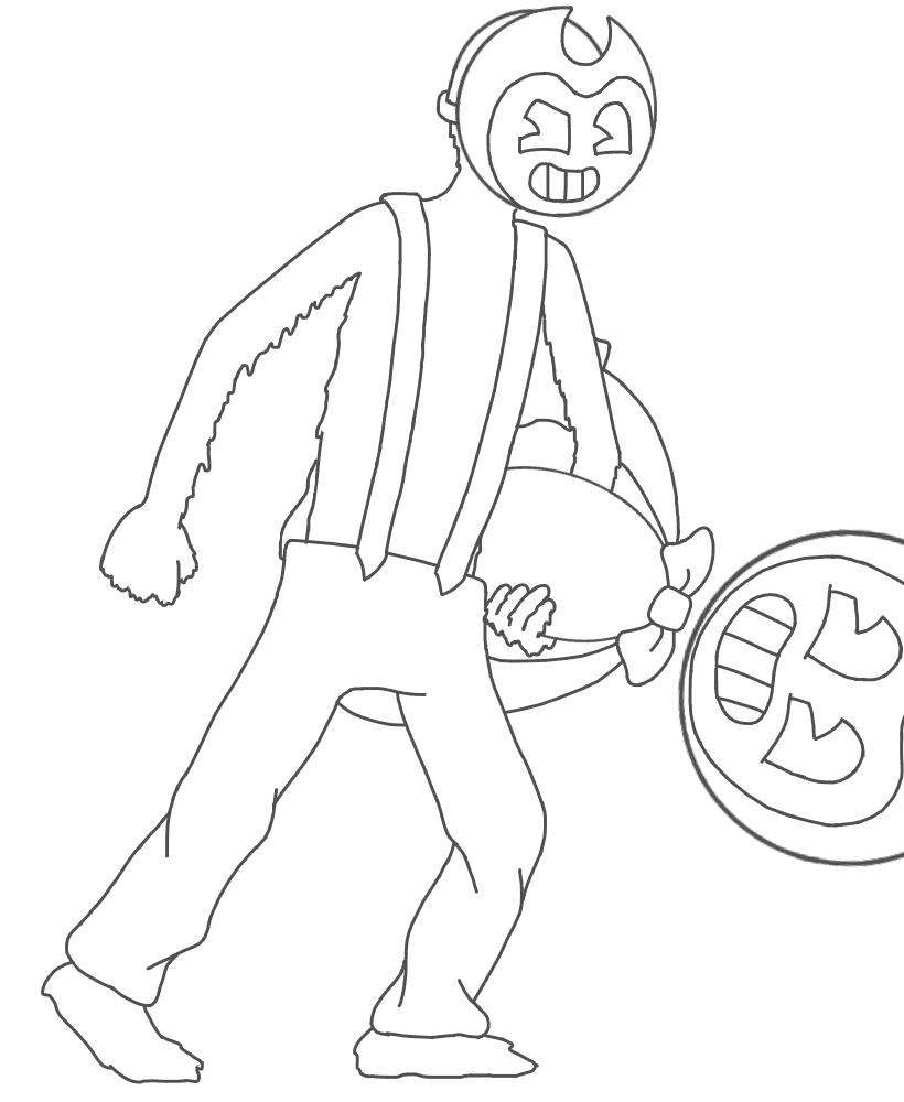Lawrence kidnapped Bendy from Bendy and the Ink Machine Coloring Page