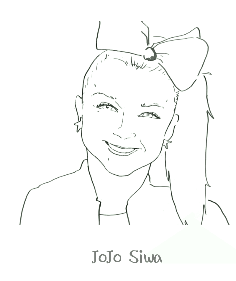 Glückliche Jojo Siwa trägt Fliege auf ihren Haaren Malvorlagen