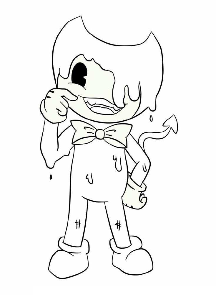 The ink covers almost the face of Bendy from Bendy